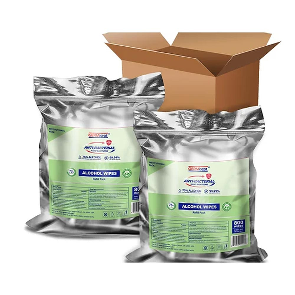 75% Alcohol Hand Sanitizing Wipes (800/roll, 2 rolls/case) | Germisept