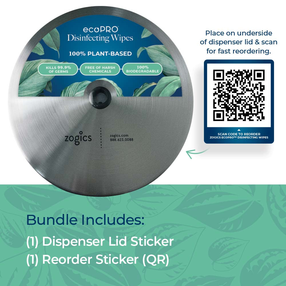 Reorder and Benefit Stickers for Wipes Floor Dispenser