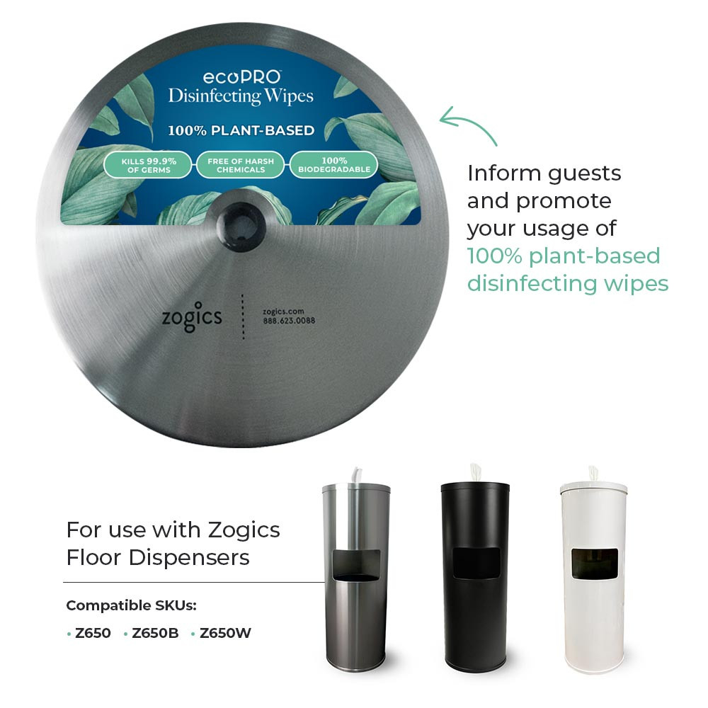 Zogics  ecoPRO stickers clearly communicate ecoPRO benefits and your commitment to eco-friendly cleaning