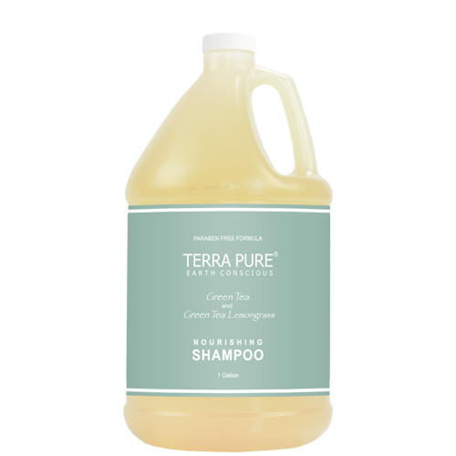 Spa-ready Terra Pure Green Tea & Lemongrass Shampoo gallon with natural ingredient