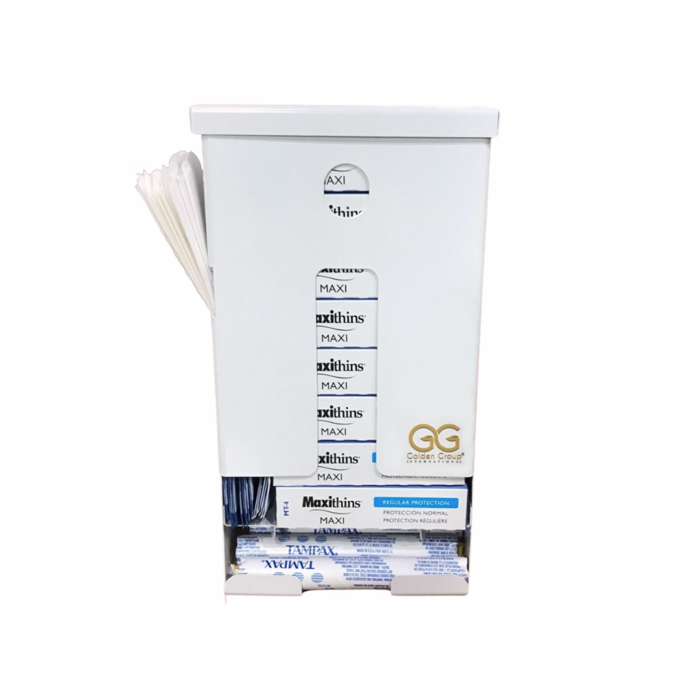 Tampon and Sanitary Pad Dispenser in White