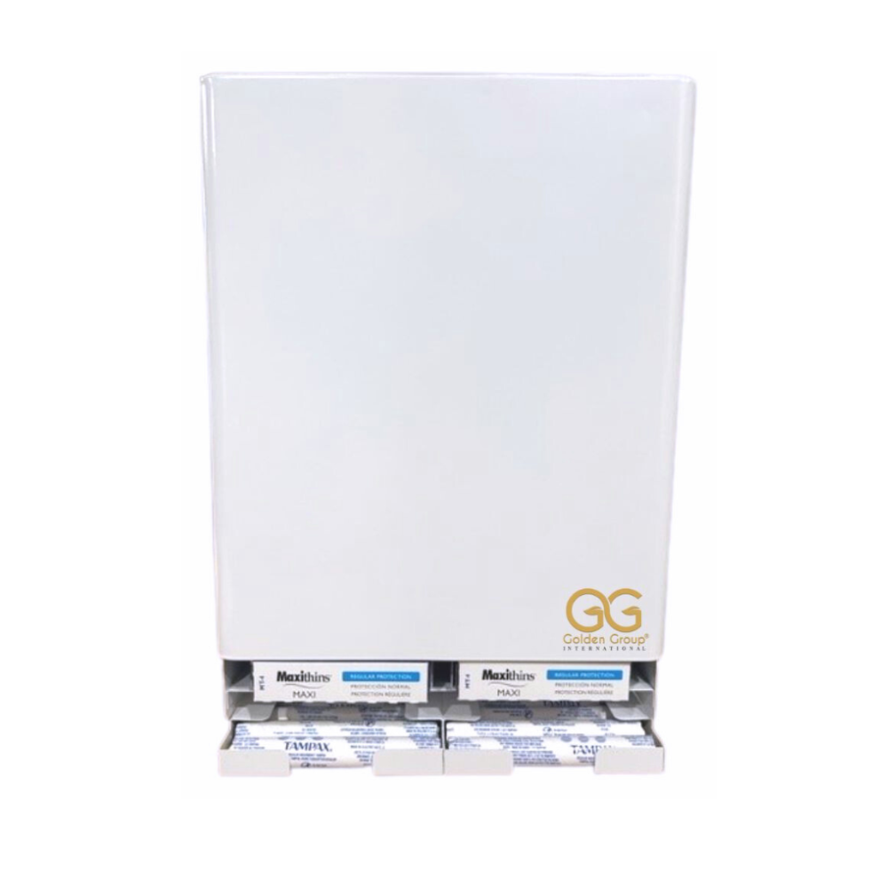 Tampon and Sanitary Napkin Dispenser in White Steel