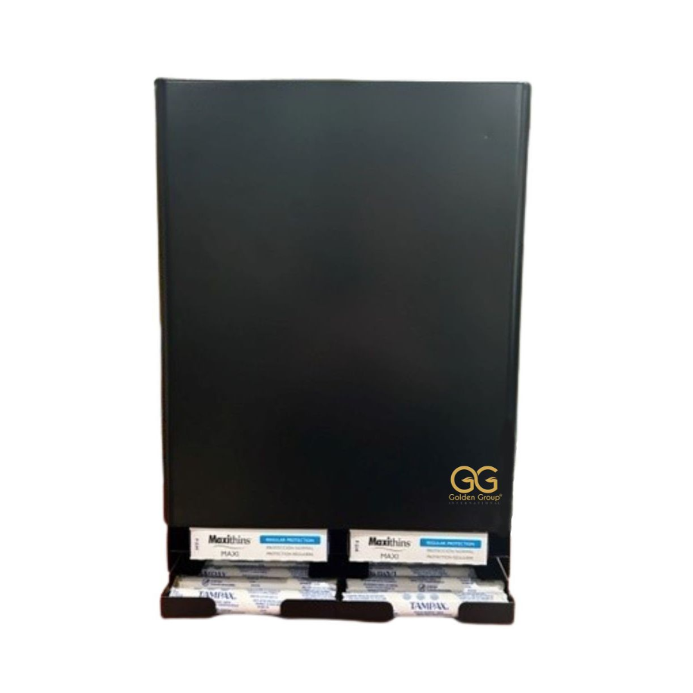 Tampon and Sanitary Napkin Dispenser in Black Steel