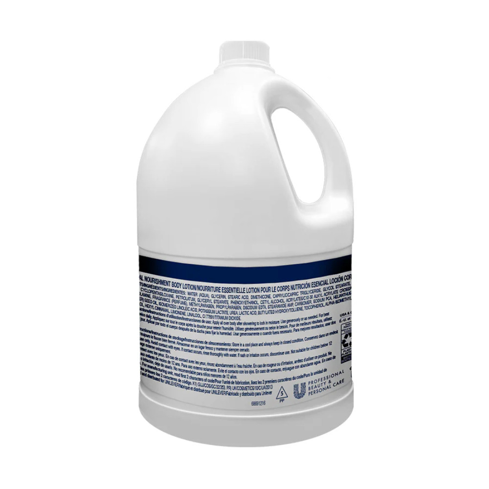 Back label view of Dove Pro Hydrating Body Lotion 5L highlighting product details