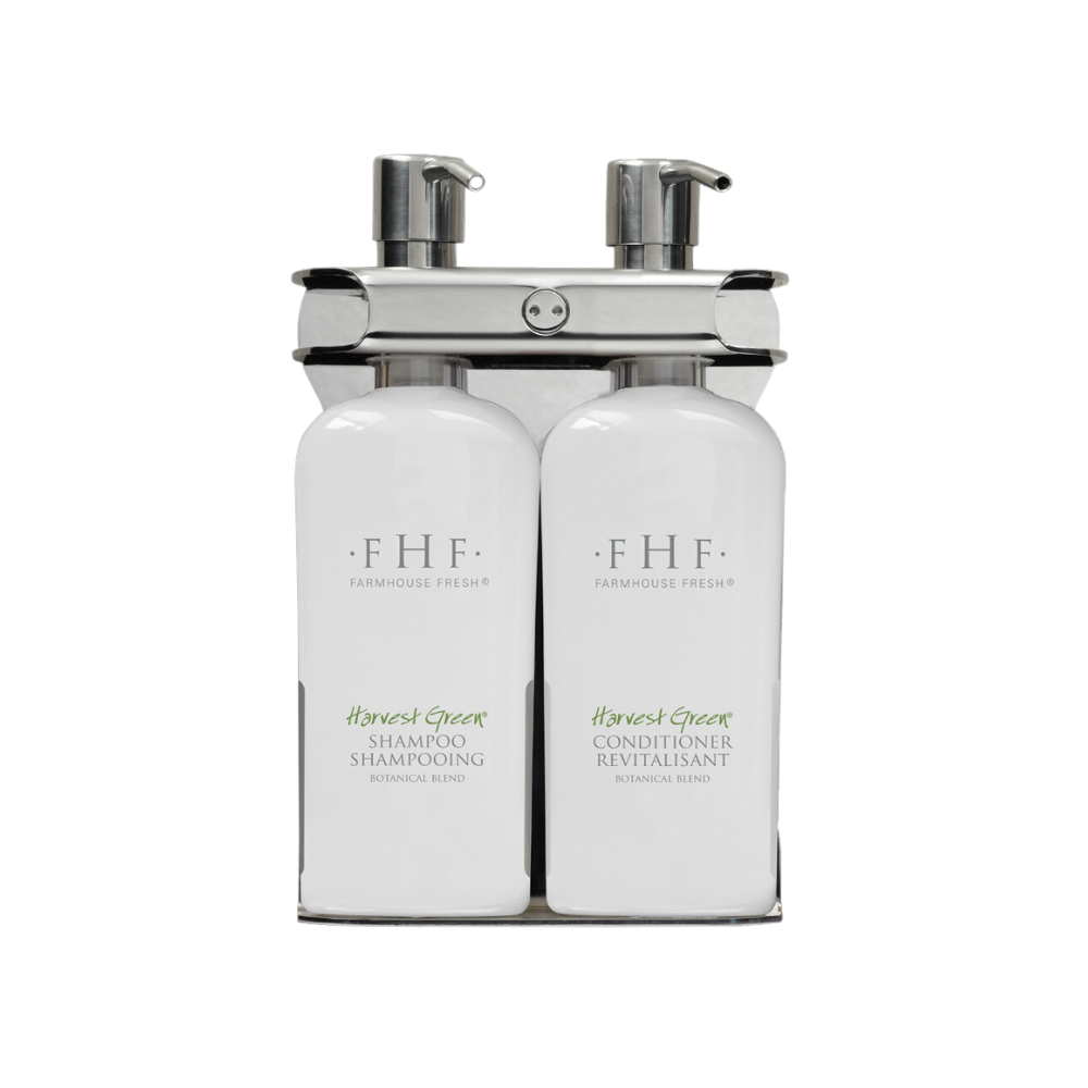 Aquamenities Double Amenity Station Fixture with Farmhouse Fresh Bottles