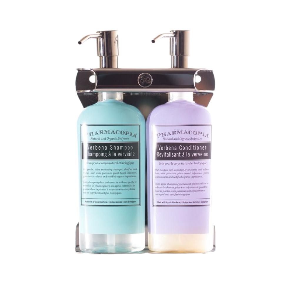 Aquamenities Double Amenity Station Fixture with Pharmacopia Bottles