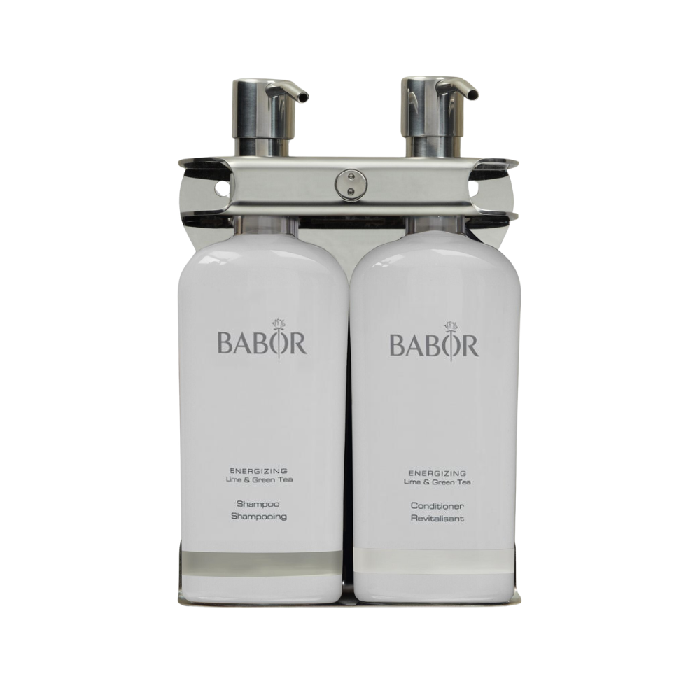 Aquamenities Double Amenity Station Fixture with Babor Shower Bottles