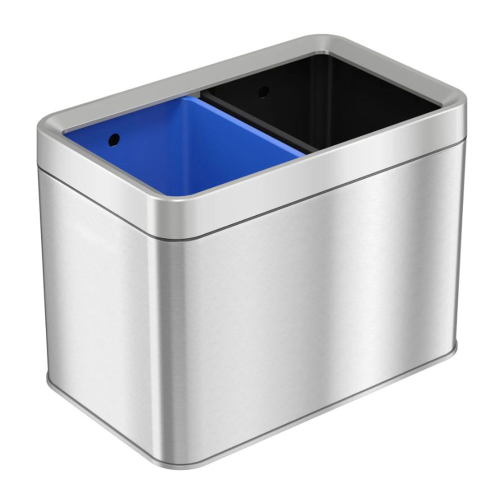 Open Top 3.2 Gallon Stainless Steel Rectangular Trash & Recycling Bin