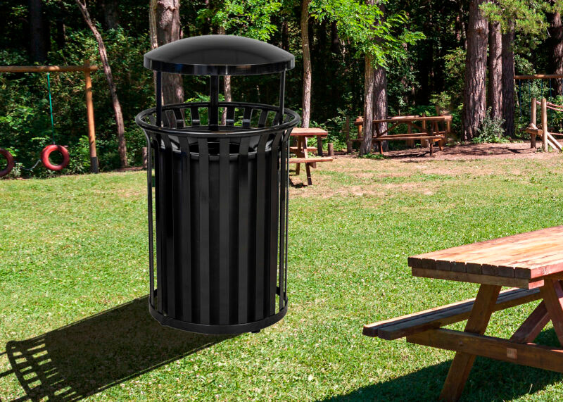 Streetscape 37 Gallon Steel Outdoor Trash Can