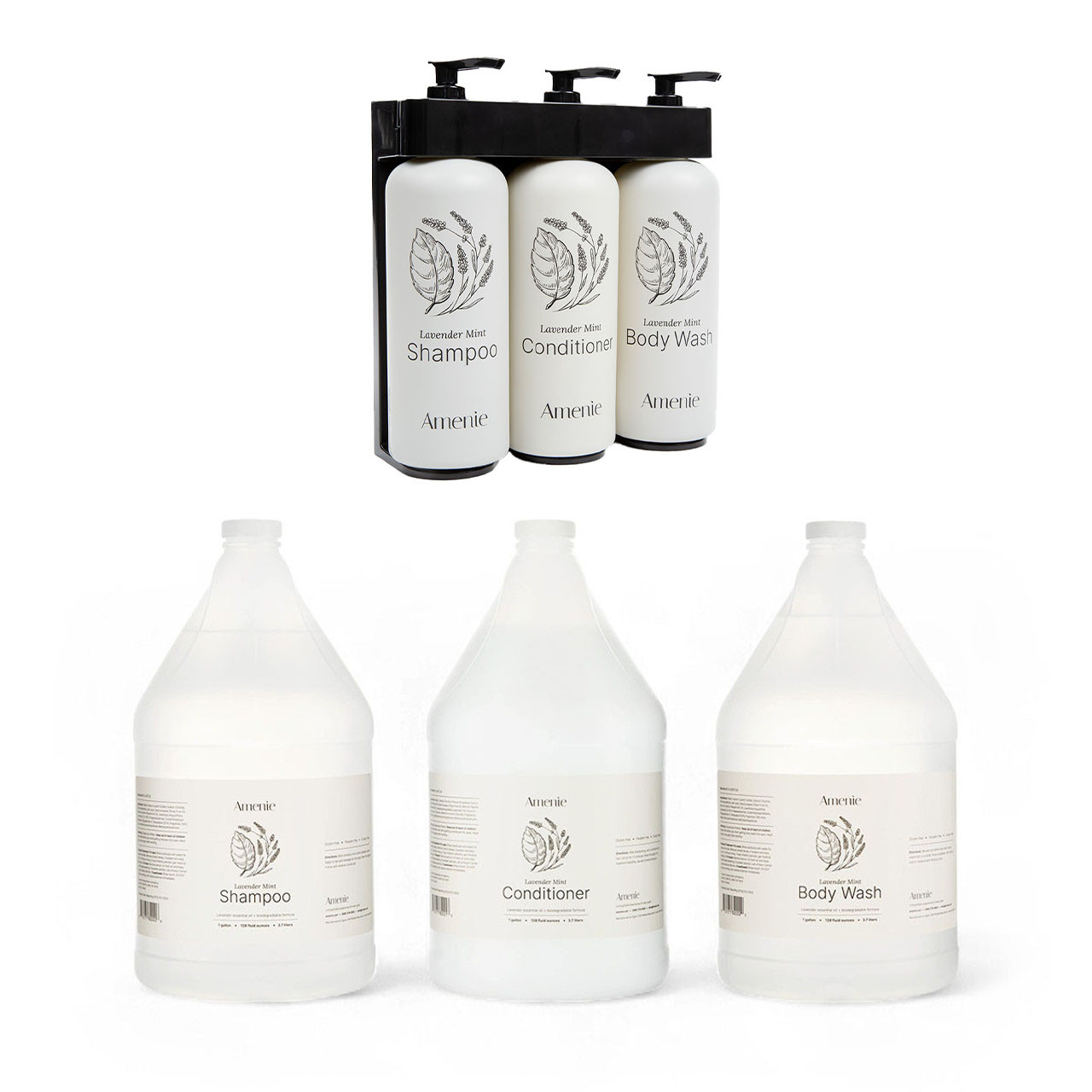 Amenie Lavender Mint Triple 13.5oz Acquavera Dispenser Bundle