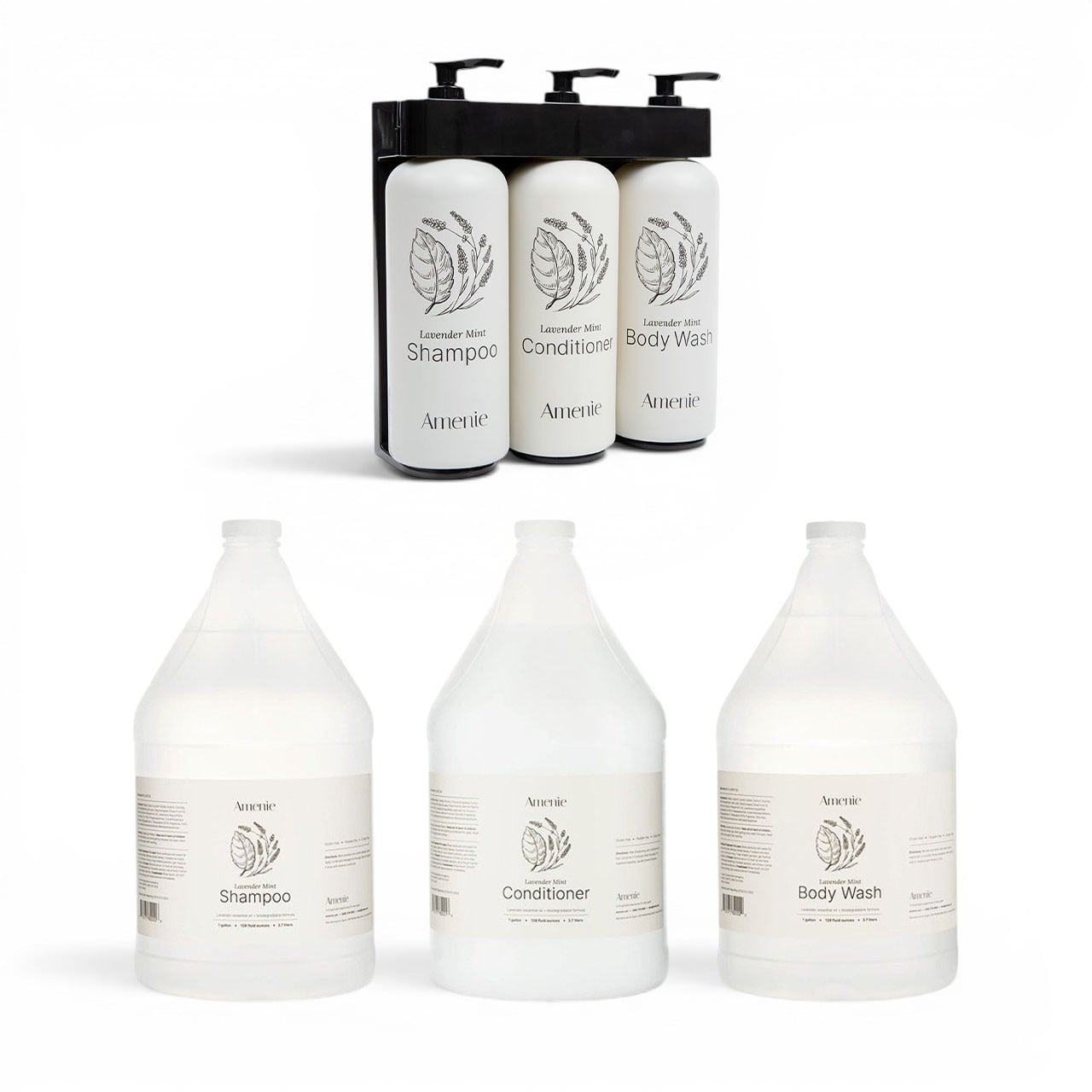 Amenie Lavender Mint Triple 13.5oz Acquavera Dispenser Bundle