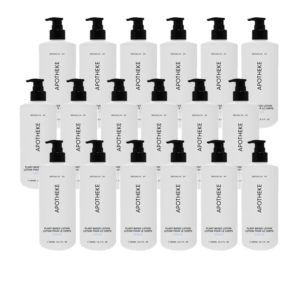 Case of 18 Apotheke Canvas Body Lotion 16.2 oz refillable bottles