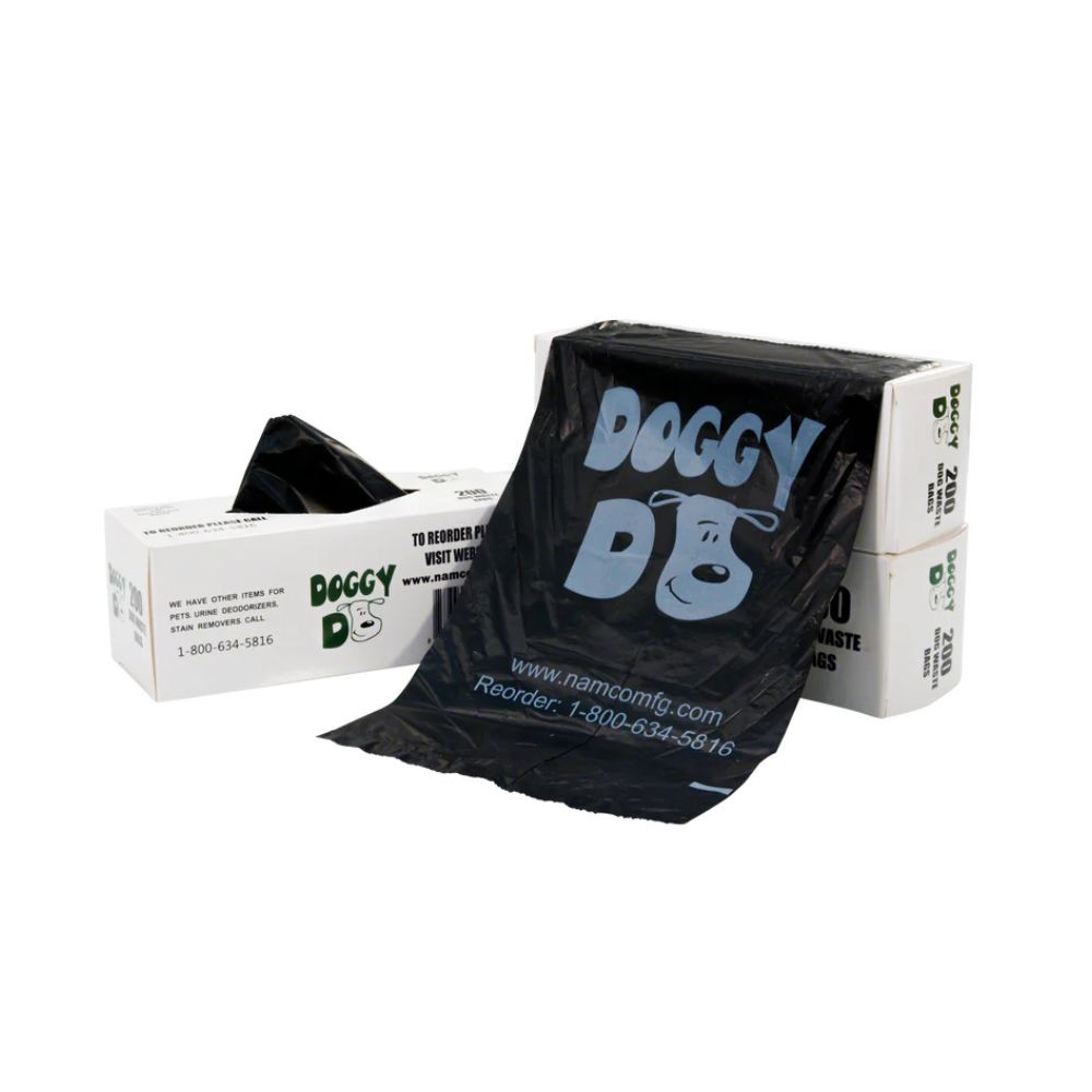 Roll of sleek black Namco Doggy Do HDPE pet waste bags