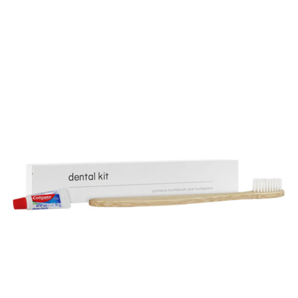 Bamboo toothbrush hotel dental kit