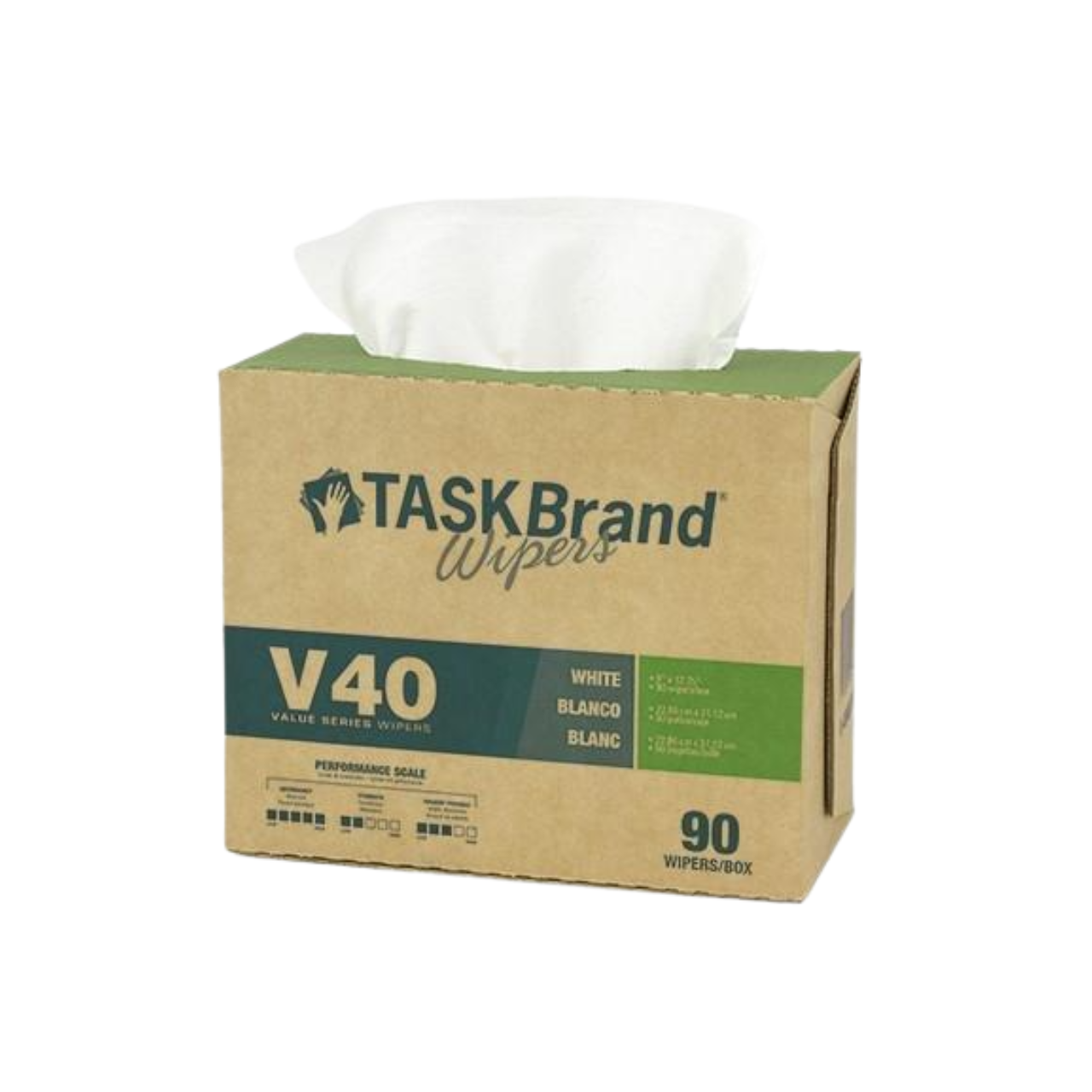 TaskBrand V40 heavy-duty DRC disposable wipers in interfold dispensing format