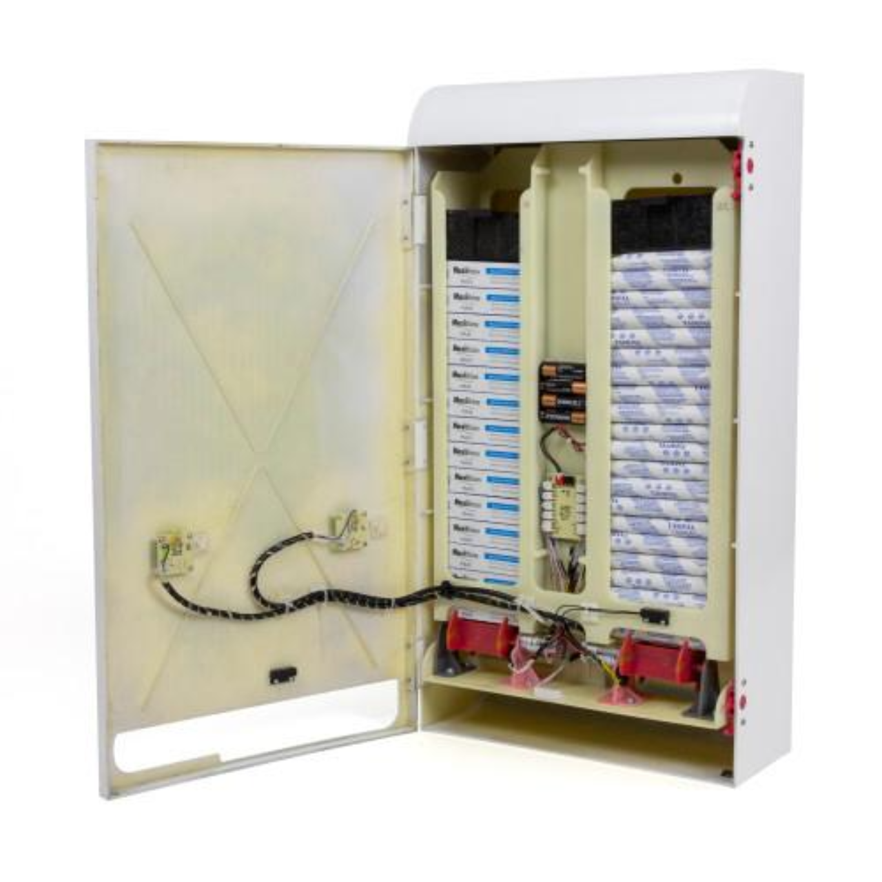 No touch sanitary napkin dispenser wall mounted in white ABS plastic finish