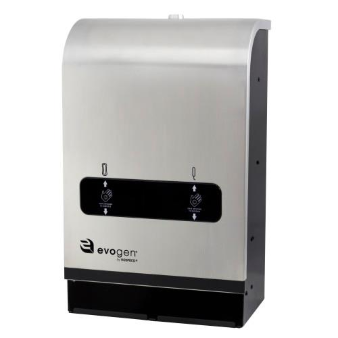 Battery powered feminine hygiene dispenser in white metal finish