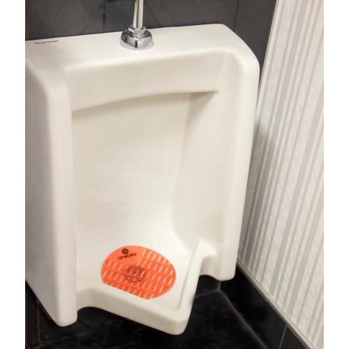 Flexible EVA urinal screen with drain protection design