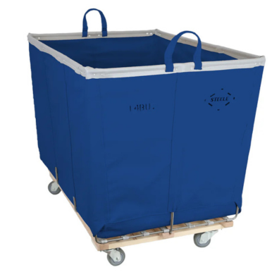 blue heavy-duty laundry cart industrial use