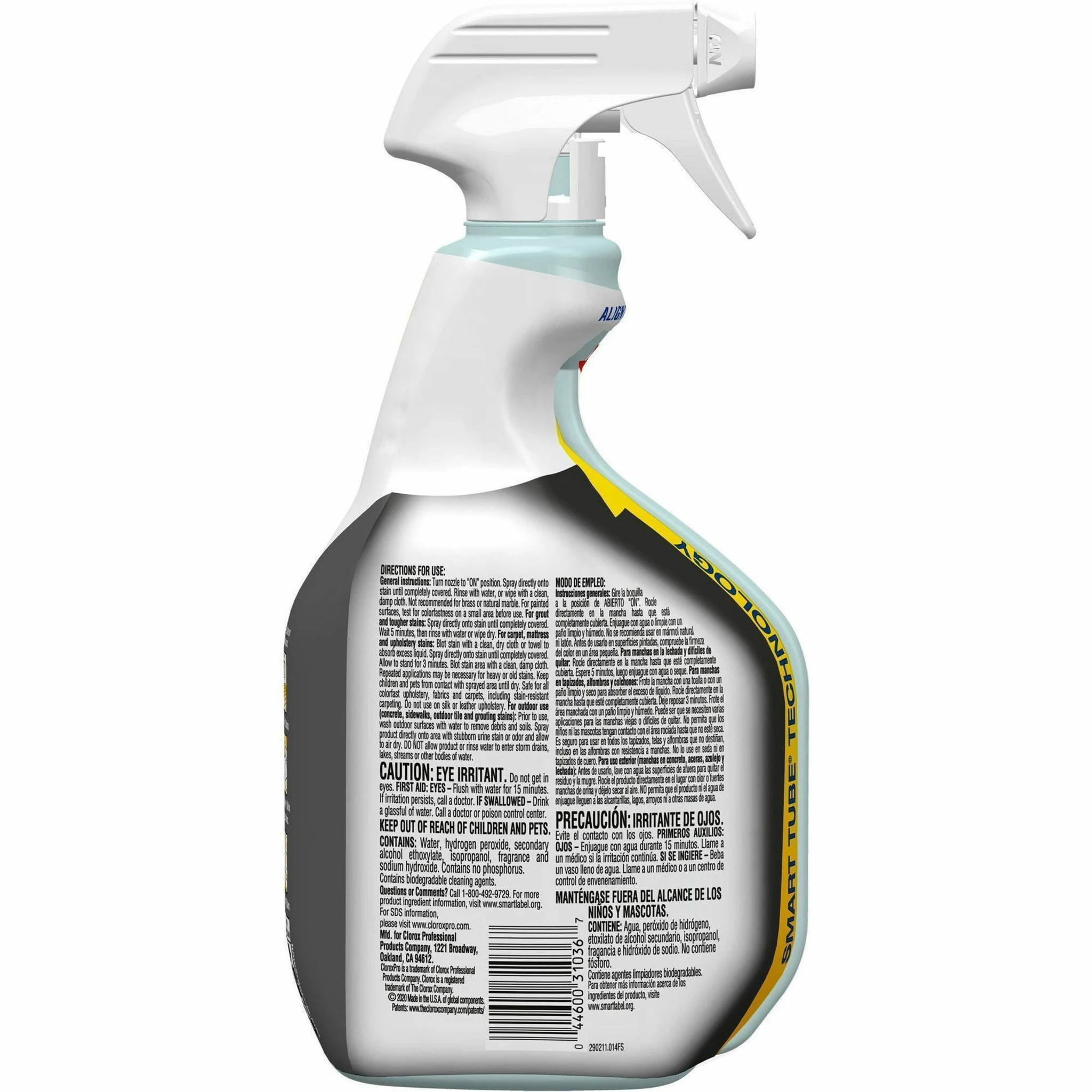 CloroxPro hydrogen peroxide cleaner urine remover spray back label