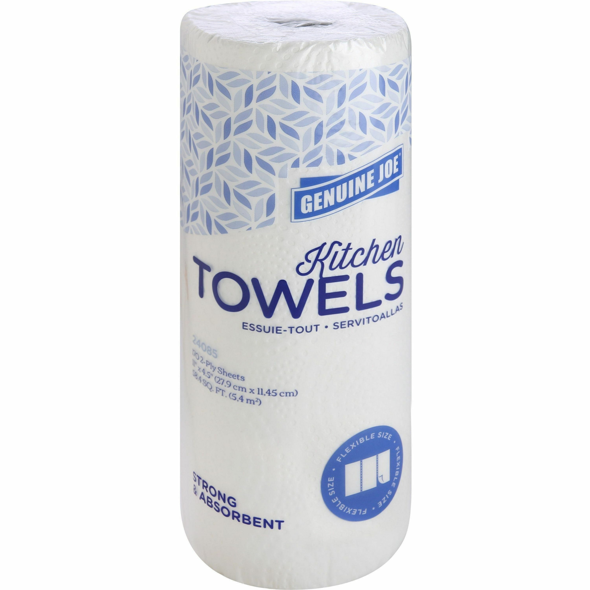 Genuine Joe kitchen paper towels, 2-ply flexible size roll