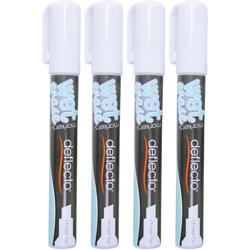 Deflecto Liquid Chalk Marker, Chisel, White, (4 units/pack) (DEFSMA510V4WT)