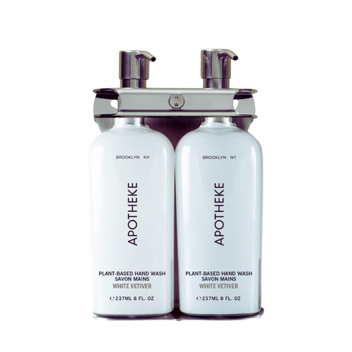 Aquamenities Dual Chamber with Apotheke White Vetiver Pump Bottles