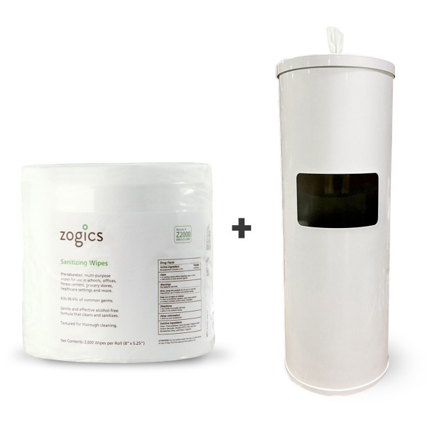Sanitizing Wipes (4 rolls/case) + Wipes Floor Dispenser with Door