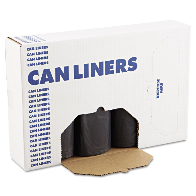 45 Gallon Can Liner, 40" x 46", 1.2 Mil, Low-Density, Extra Heavy Duty, Black, (100/Case) | Boardwalk