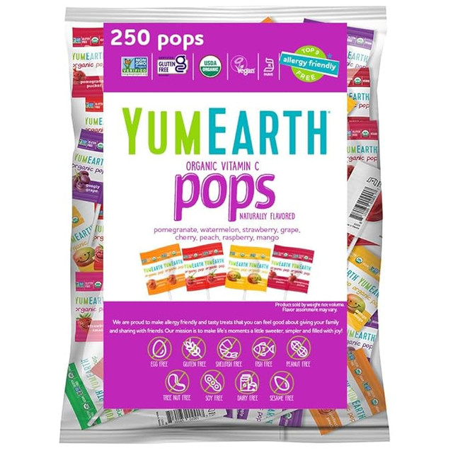 YUMEARTH Organic Vitamin C, Lollipops, 3.5 lbs, (300/bag)