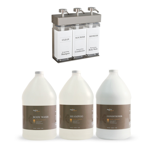 Zogics Organics Bath & Body Care Gallon Sampler Case + Dispenser