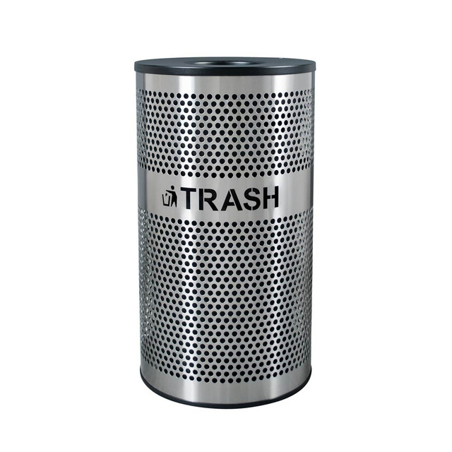 Venue Collection 33 Gallon Stainless Steel Perforated Round Outdoor Trash Can | Ex-Cell Kaiser