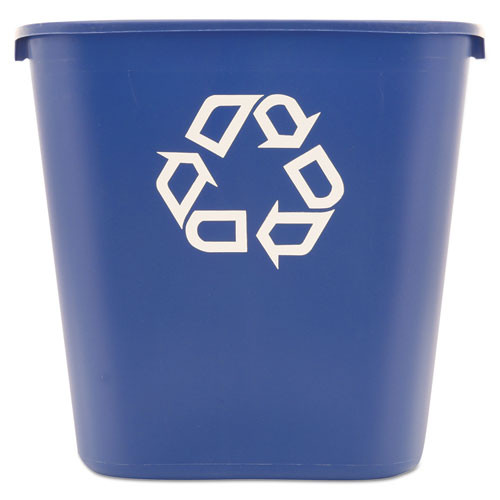 Recycling Series 28.13 Quart Blue Plastic Rectangular Trash Can | Rubbermaid