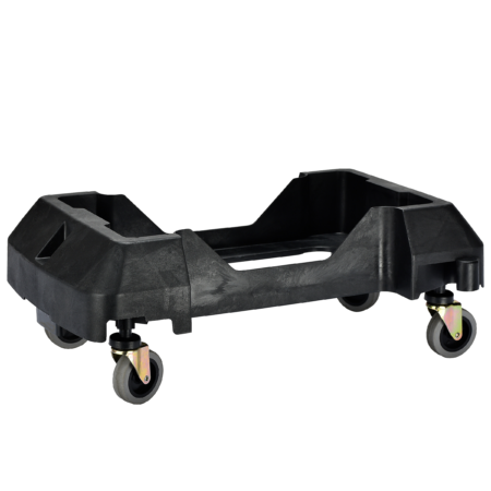 200 lb Black Polypropylene Rectangular Trash Can Dolly | Alpine Industries