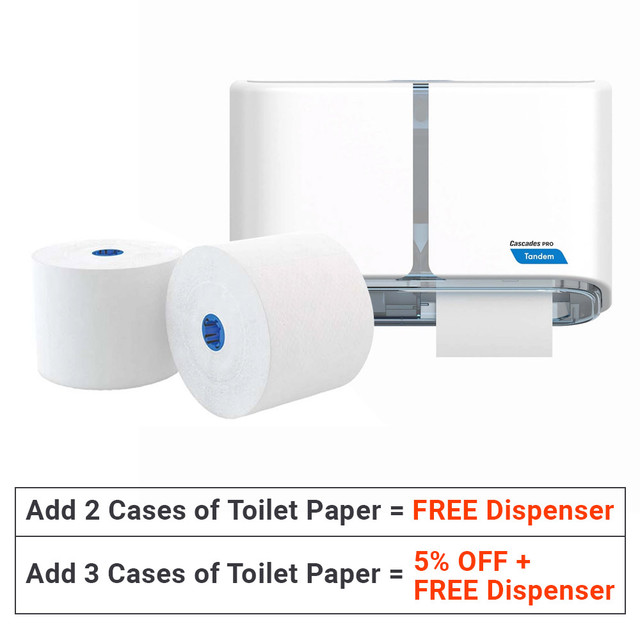 Side-by-Side High-Capacity Toilet Paper Dispenser + Toilet Paper (6 rolls/case) | Cascades Pro