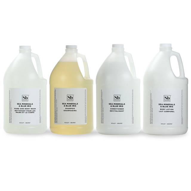 Soapbox Sample Body Care Kit, Sea Minerals and Blue Iris (4 gallon/case)
