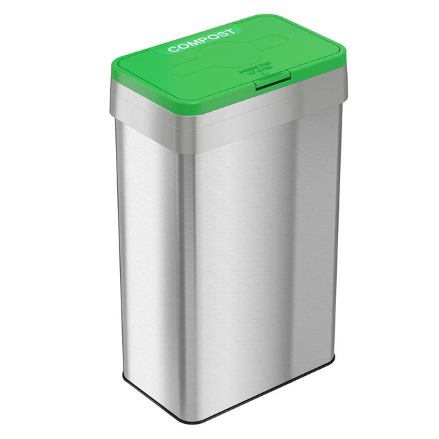 Flip Open 21 Gallon Stainless Steel Rectangular Compost Bin | HLS
