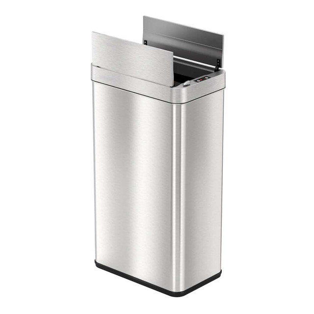 Wing Open Lid Series 18 Gallon Stainless Steel Rectangular Trash Can | HLS