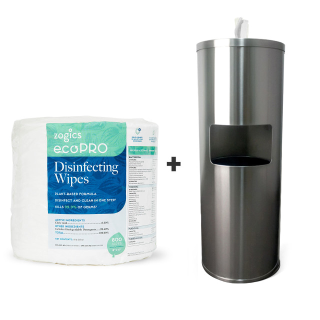 ecoPRO™ Plant-Based Disinfecting Wipes (4 rolls/case) + Floor Stand Wipes Dispenser