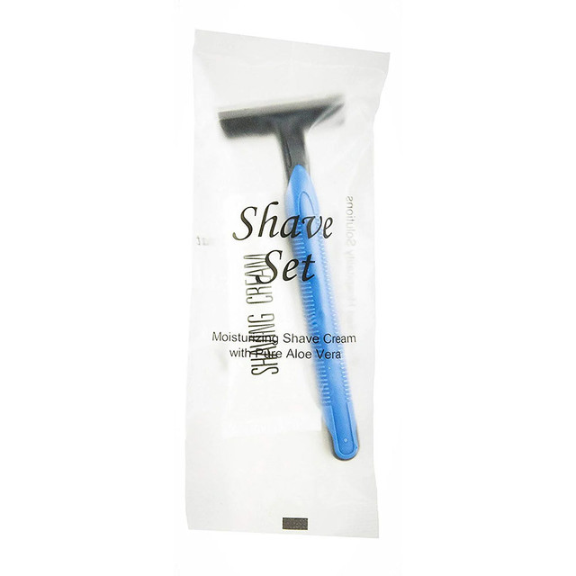 Double Blade Shaving Razor with Shave Cream, Disposable Hotel Kit (Case of 125 or 500)