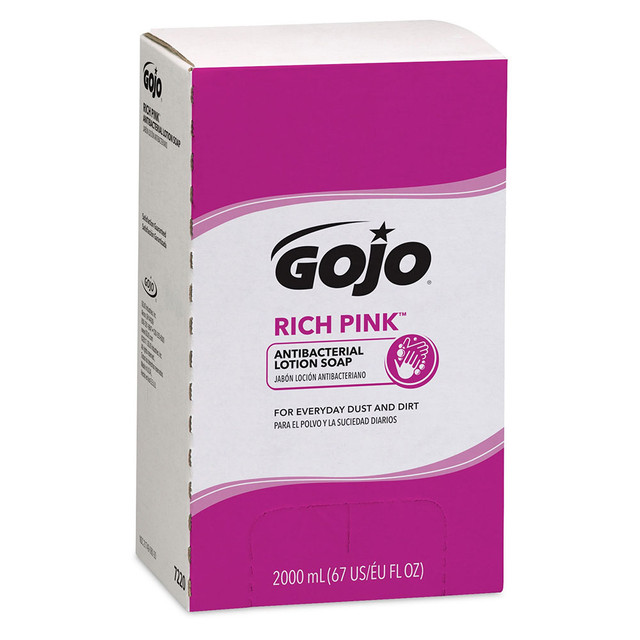 Rich Pink Antibacterial Lotion Soap, 2,000 mL Refill, 4/Carton | Gojo