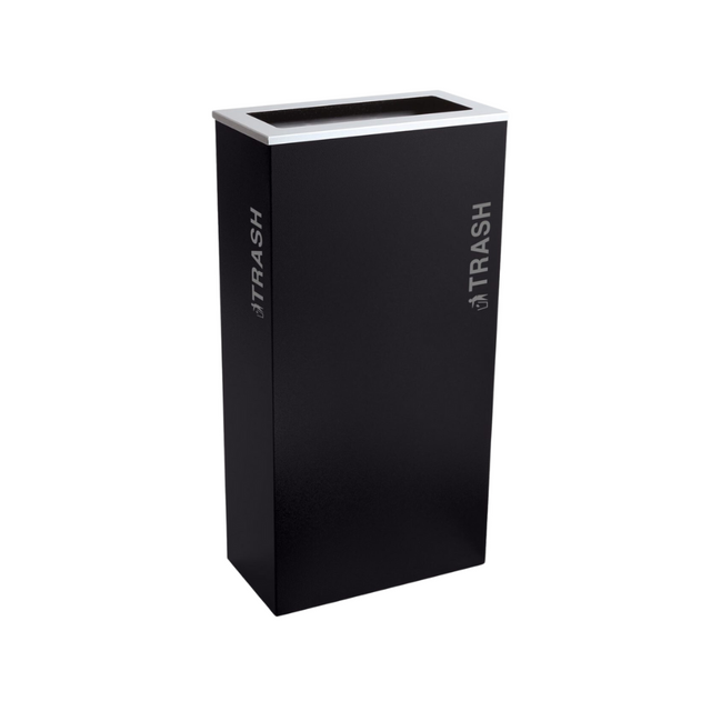 Black Tie Kaleidoscope 17 Gallon Steel Platinum Lid Rectangular Trash Can | Ex-Cell Kaiser