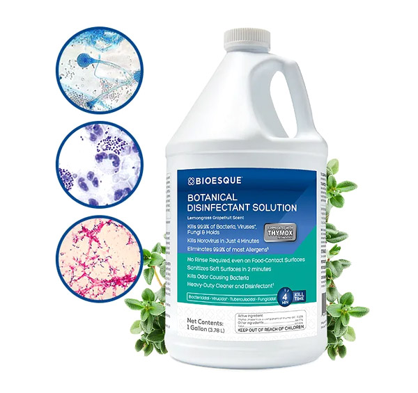 Bioesque Botanical Disinfectant Solution cleans, disinfects, sanitizes, and deodorizes