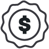 Dollar badge icon representing cost-effective, budget-friendly wipes for large-scale cleaning needs