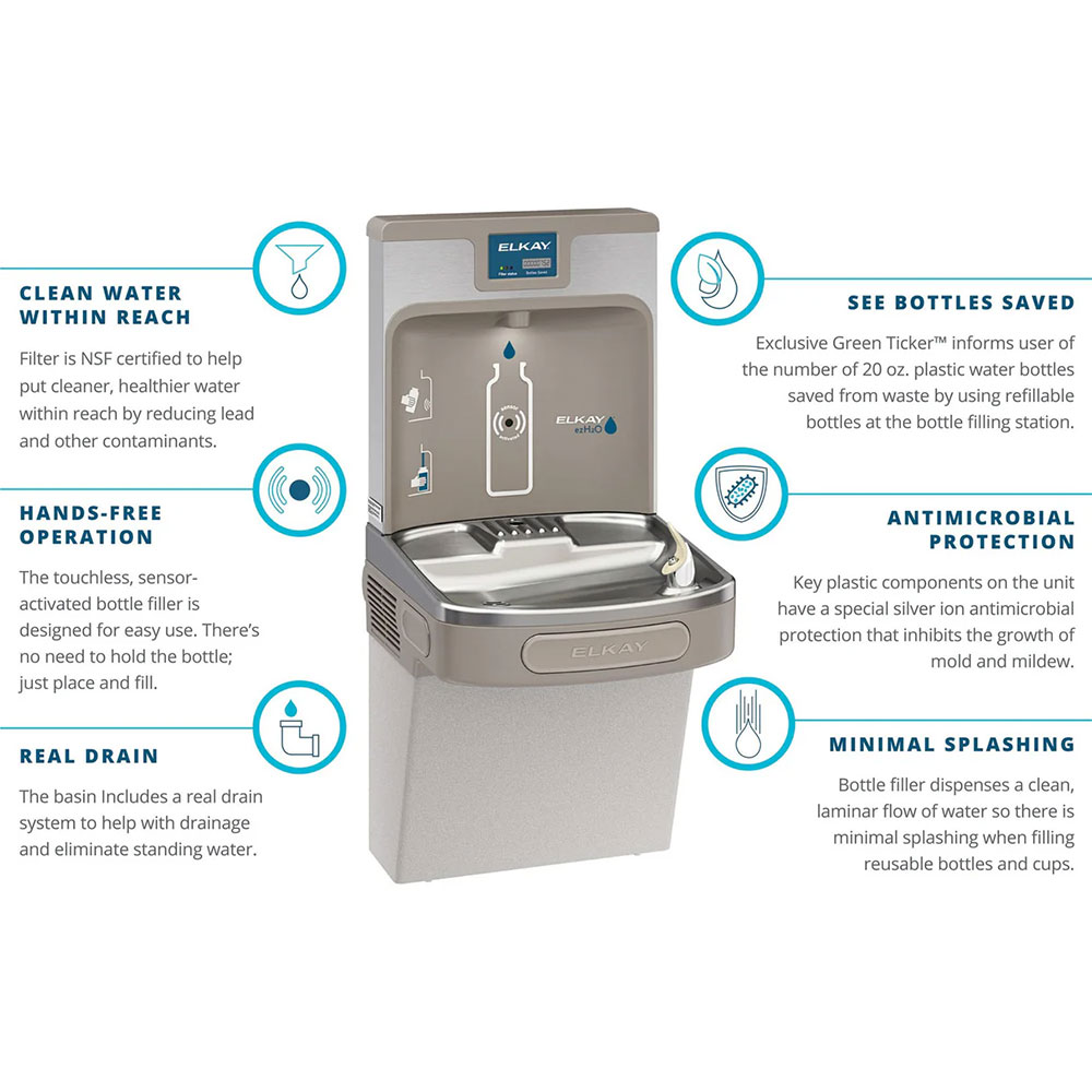 ELKAY Drinking Fountain with Bottle Filler | ELK LZS8WSSP