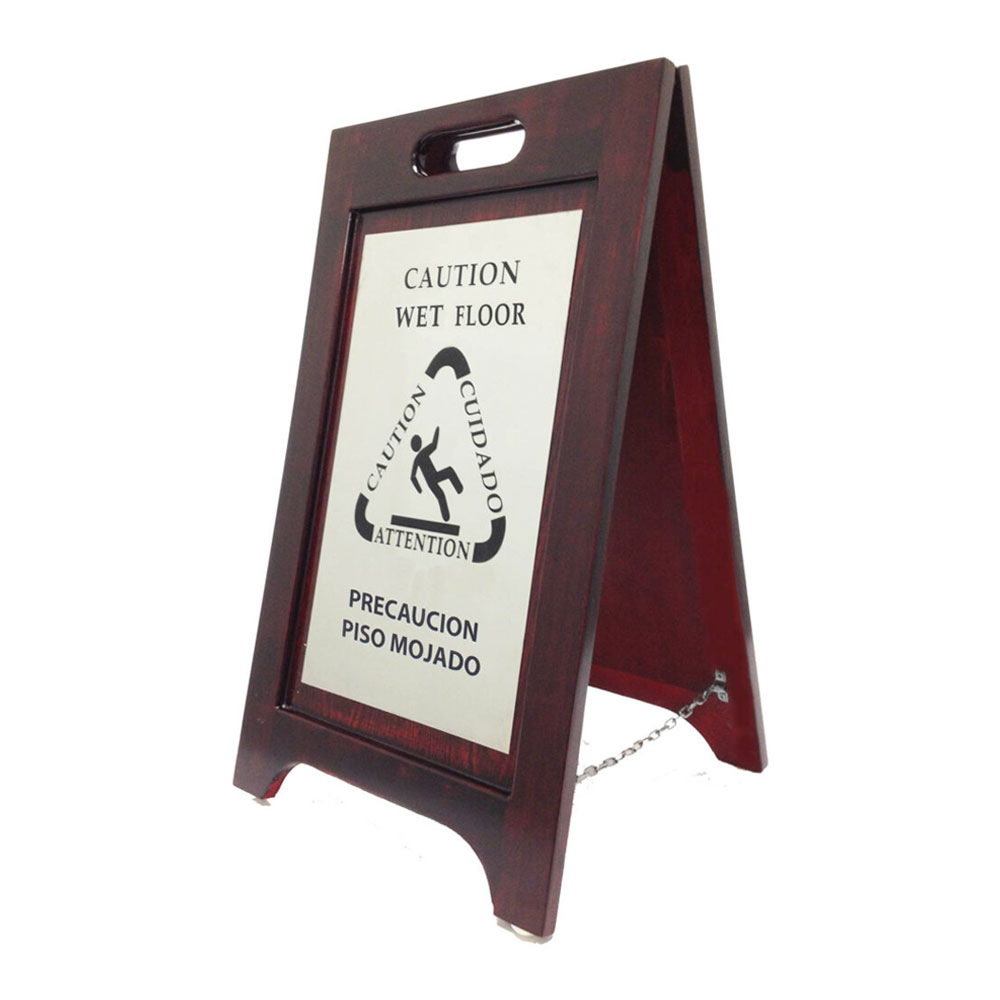 Wooden Wet Floor Signs, Bilingual (2-Pack) | H1S
