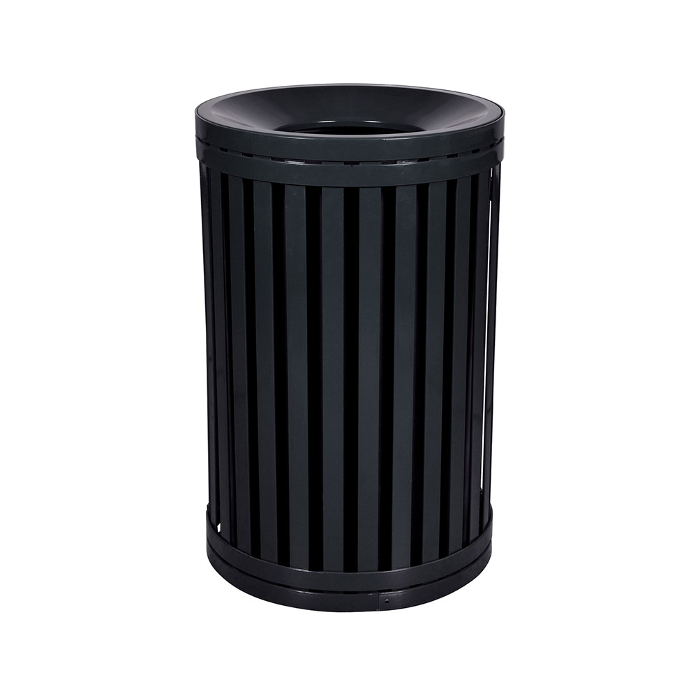 Streetscape 40 Gallon Steel Round Outdoor Trash Can | Ex-Cell Kaiser