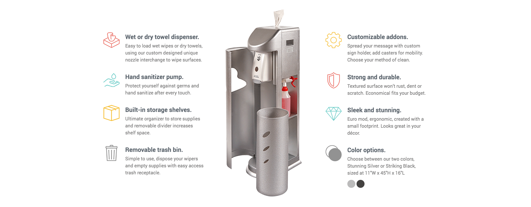 The Cleaning Station by Zogics - All-in-one wipe, sanitizer, and storage solution