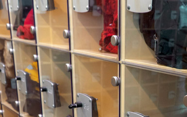 Zogics Club Glass Lockers with clear glass front panels