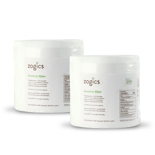 Zogics Hand & Surface Sanitizing Wipes, Refills, Z2000-2, (2 rolls/case)